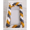 Braided Crib bumper XXL Pillow- white-honey yellow-anthracite