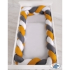 Braided Crib bumper XXL Pillow- white-honey yellow-anthracite
