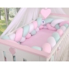 Braided Cushion Extra Large Knotted Bumper XXL Pillow- white-pink-mint