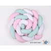 Braided Cushion Extra Large Knotted Bumper XXL Pillow- white-pink-mint