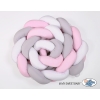 Braided Cushion Extra Long High Thick Knot bumper XXL Pillow- white-gray-pink