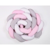 Braided Cushion Extra Long High Thick Knot bumper XXL Pillow- white-gray-pink