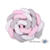 Braided Cushion Extra Long High Thick Knot bumper XXL Pillow- white-gray-pink