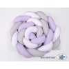 Braided Cushion Extra Long Thick Knot bumper XXL Pillow- white-gray-lilac