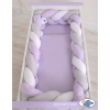 Braided Cushion Extra Long Thick Knot bumper XXL Pillow- white-gray-lilac