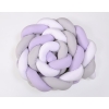 Braided Cushion Extra Long Thick Knot bumper XXL Pillow- white-gray-lilac