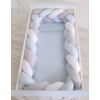 Braided Cushion Extra Thick Knot bumper 3m XXL Pillow- white-gray - blue