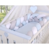 Braided Cushion Extra Thick Knot bumper 3m XXL Pillow- white-gray - blue