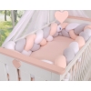 Braided Cushion Extra Thick Knot bumper 3m XXL Pillow- white-gray - powder pink