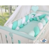 Braided Cushion Extra Thick Knot bumper XXL Pillow- white-mint