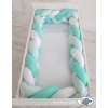 Braided Cushion Extra Thick Knot bumper XXL Pillow- white-mint