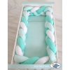 Braided Cushion Extra Thick Knot bumper XXL Pillow- white-mint