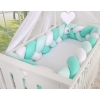 Braided Cushion Extra Thick Knot bumper XXL Pillow- white-mint