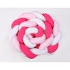 Braided Cushion Extra Thick Long High Knot bumper XXL Pillow- white-dark pink-pink