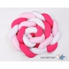 Braided Cushion Extra Thick Long High Knot bumper XXL Pillow- white-dark pink-pink