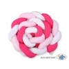 Braided Cushion Extra Thick Long High Knot bumper XXL Pillow- white-dark pink-pink
