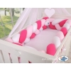Braided Cushion Extra Thick Long High Knot bumper XXL Pillow- white-dark pink-pink