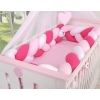 Braided Cushion Extra Thick Long High Knot bumper XXL Pillow- white-dark pink-pink