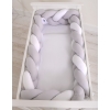 Braided Cushion Extra Thick Long Knot bumper over 3m XXL Pillow- white-gray