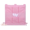 Cot tidy organiser for Girl - Hanging Hearts pink