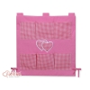 Cot tidy organiser - Hanging Hearts dark pink checkered