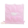 Cot tidy organiser - Hanging Hearts white dots on pink