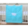 Cot tidy organiser - Hanging Hearts white dots on turquoise