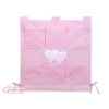Cot tidy organiser - Hanging Hearts white polka dots on pink