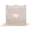 Cot tidy organiser Pockets- Hanging Hearts white polka dots on beige