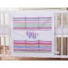 Cot tidy organiser with Pockets for Cot Bed- Hanging Hearts lilac stripes