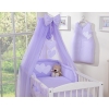 Cotbed Bedding set 5-pcs with mosquito-net- Hanging Hearts lilac