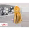 Cuddly octopus with rattle - honey yellow
