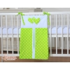 Diaper bag- Hanging Hearts white dots on green