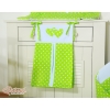 Diaper bag- Hanging Hearts white dots on green