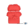 Doll Pram made of Natural Wicker and Wood Red with White Dots