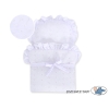 Doll Pram made of Natural Wicker and Wood White Bedding Set