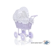 Doll pram no. 91699White with Navy Blue Dots Bedding Set
