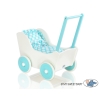 Doll pram White with Turquoise Turquoise with Big White Dots Bedding Set