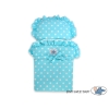 Doll pram White with Turquoise Turquoise with White Dots Bedding Set