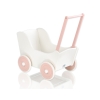 Doll pram Wooden Stroller White with Powder Rosa