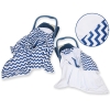 Double-sidead car seat blanket- Chevron dark blue