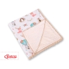 Double-sided baby blanket minky with pompoms - foxes beige