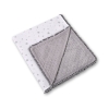 Double-sided baby blanket minky with pompoms - mini gray stars