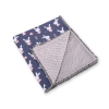Double-sided baby blanket minky with pompons - blue rabbits
