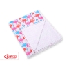 Double-sided baby blanket minky with pompons - flamingo