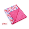Double-sided baby blanket minky with pompons - flamingo