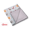 Double-sided baby blanket minky with pompons - mint animals