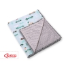 Double-sided baby blanket minky with pompons -mint rabbits