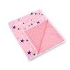 Double-sided baby blanket minky with pompons - pink-navy blue stars