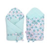 Double-sided baby nest with bow - hedgehogs mint